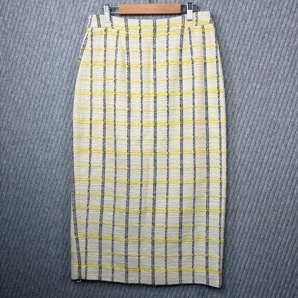 Halogen Midi Pencil Skirt Long Academia Plaid Tweed Woven Fall Cabincore Size 4‎ - Picture 1 of 6